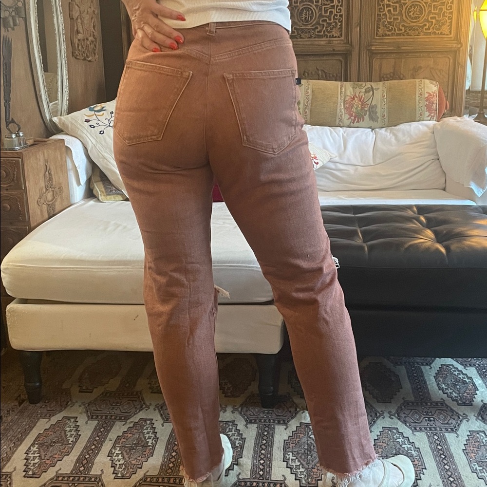Women's Distressed Stretch faded brick Jeans marked 29 altered to 27 - Picture 2 of 7